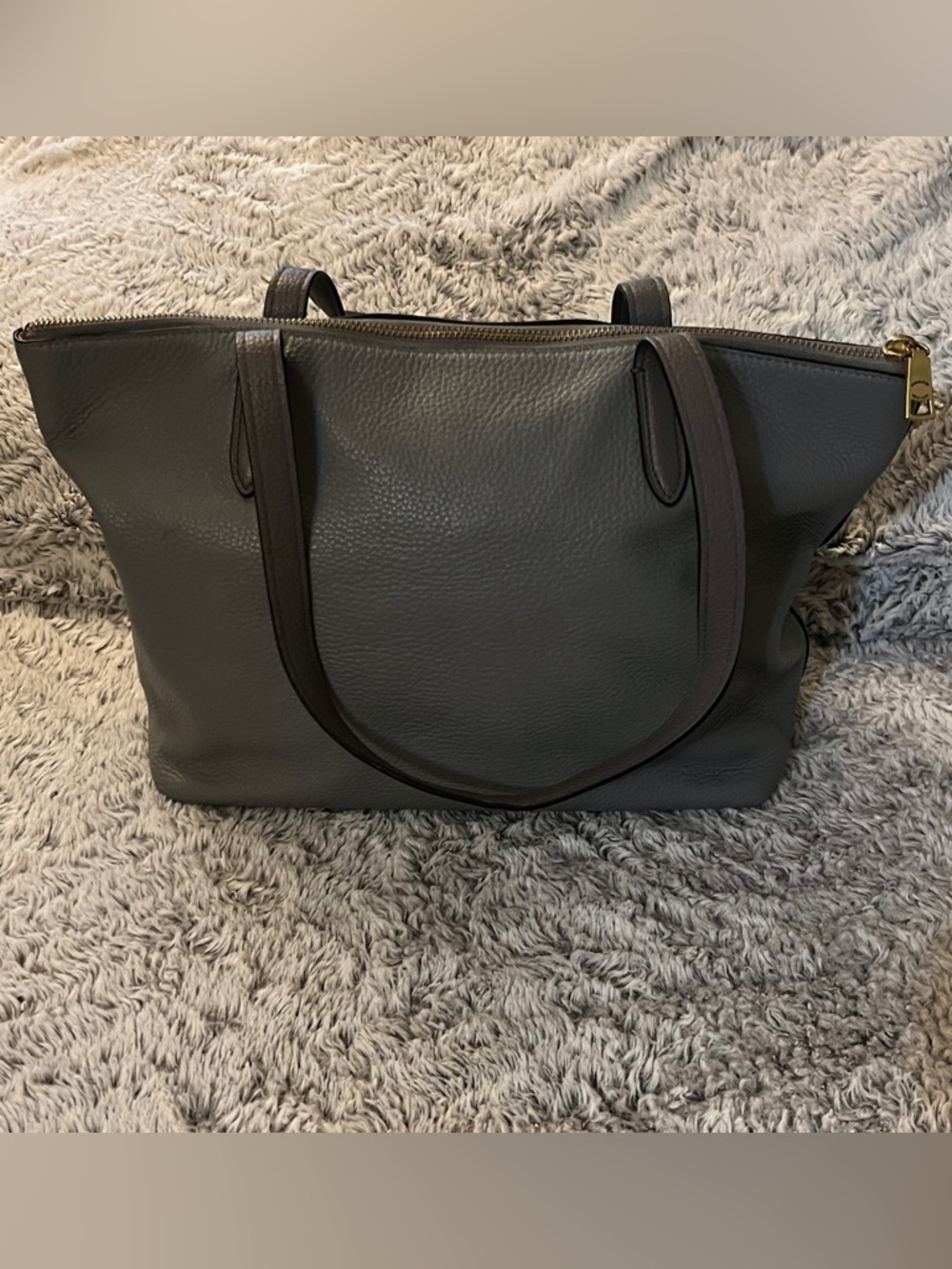 Coach Gray Tote with Tan Accent and Gold Hardware - Picture 9 of 12
